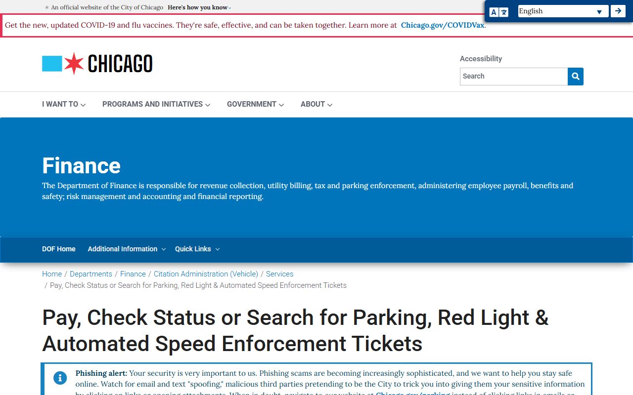 Chicago Finance pay tickets online for traffic ticket records