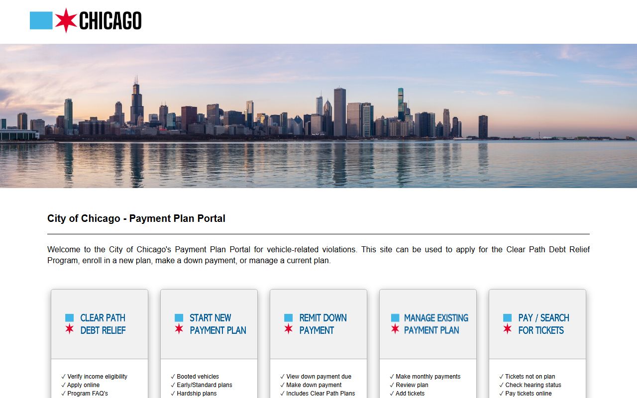 Chicago parking ticket payment plan portal for traffic ticket records