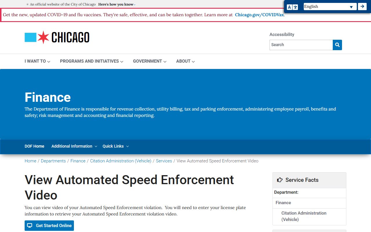 Chicago speed enforcement video for traffic ticket records