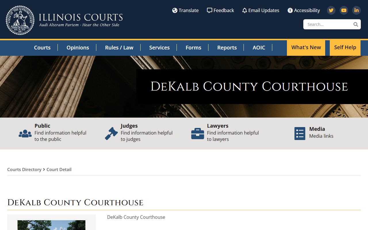 Illinois Courts DeKalb County directory for traffic ticket records
