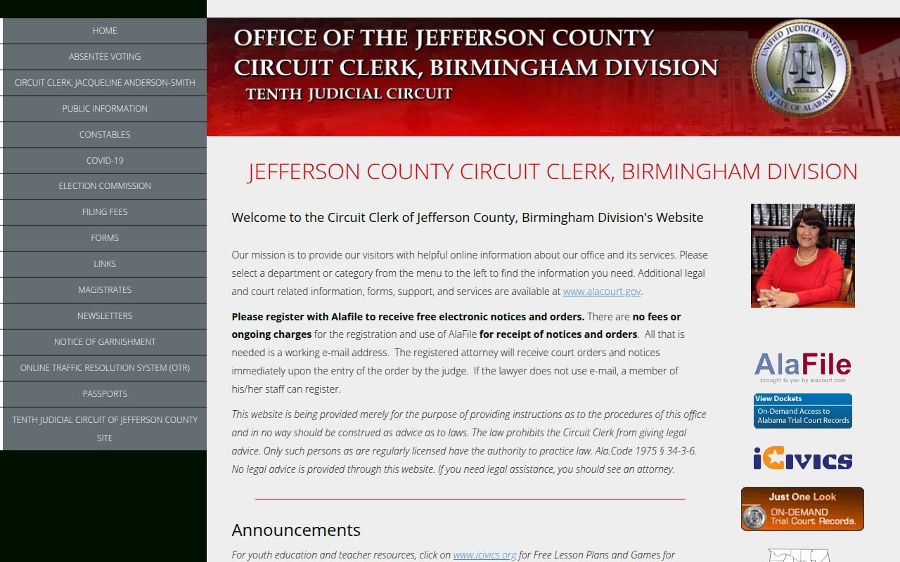 Jefferson County Circuit Clerk office for traffic ticket records