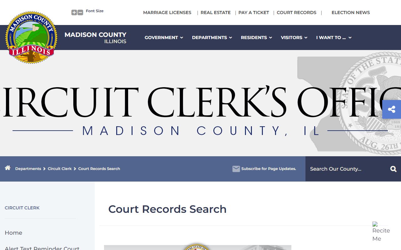 Madison County court records search for traffic ticket records