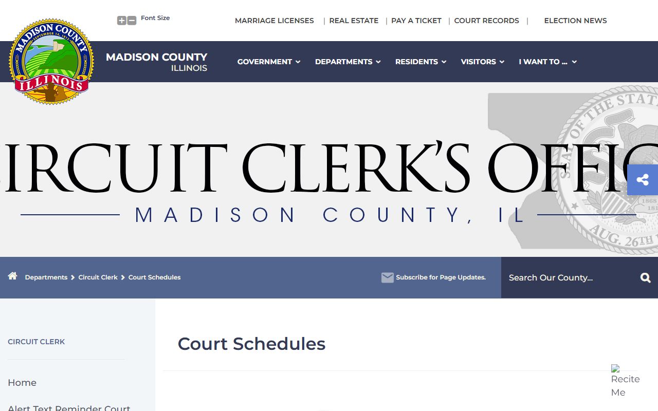 Madison County court schedules and dockets for traffic ticket records