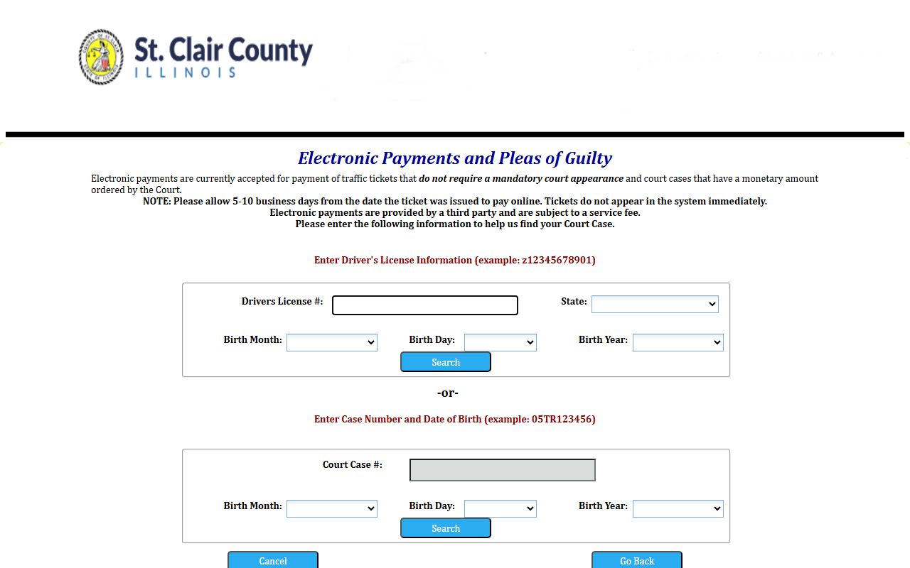 St. Clair County online traffic ticket payment portal