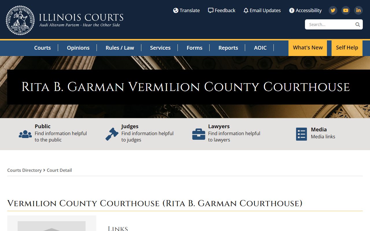 Illinois Courts Vermilion County directory for traffic ticket records