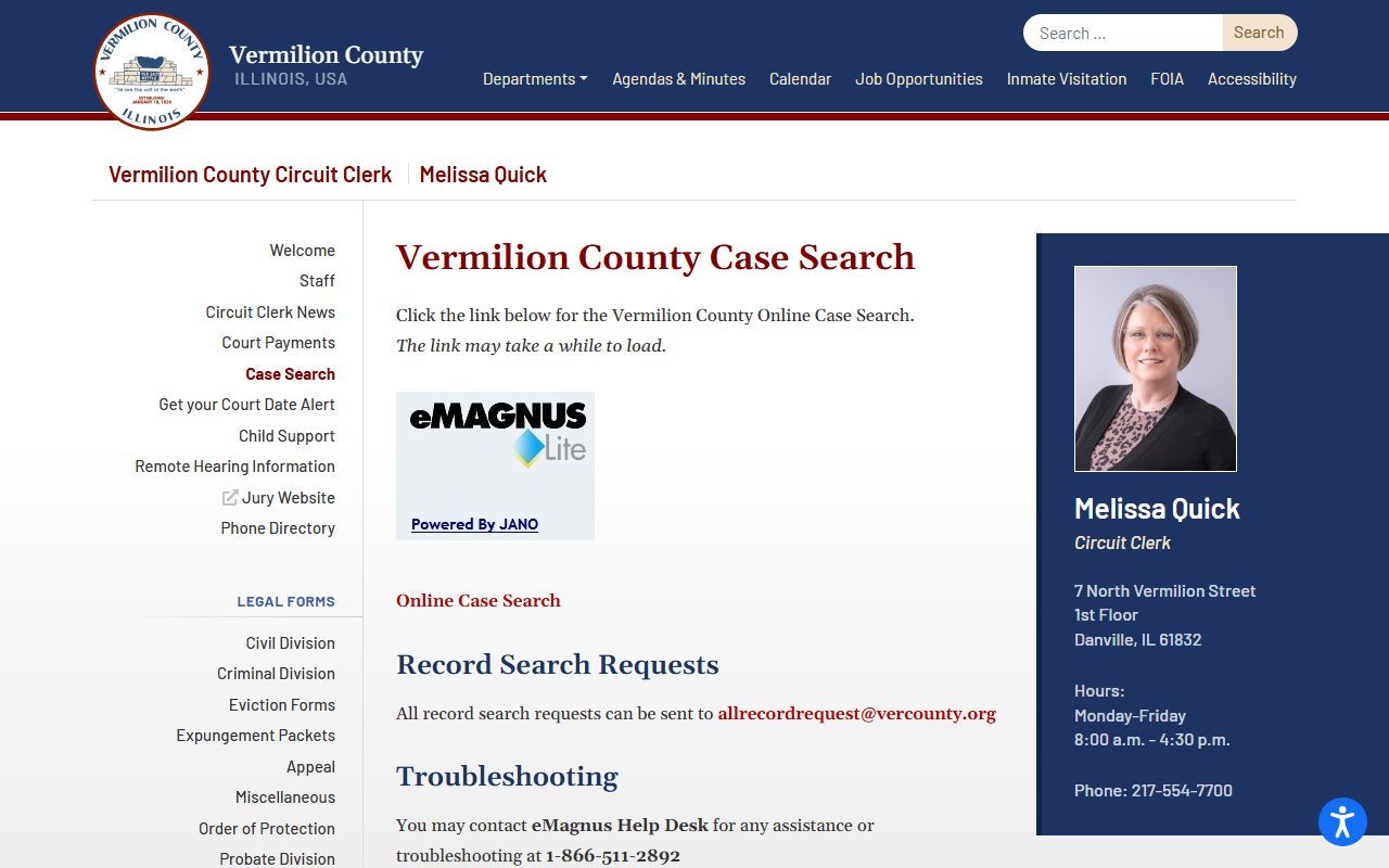 Vermilion County case search for traffic ticket records