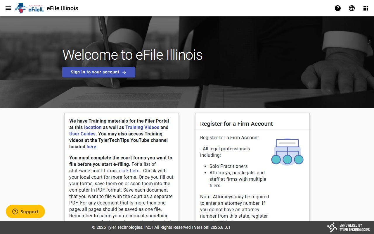 Illinois eFileIL Tyler Technologies portal for traffic ticket records