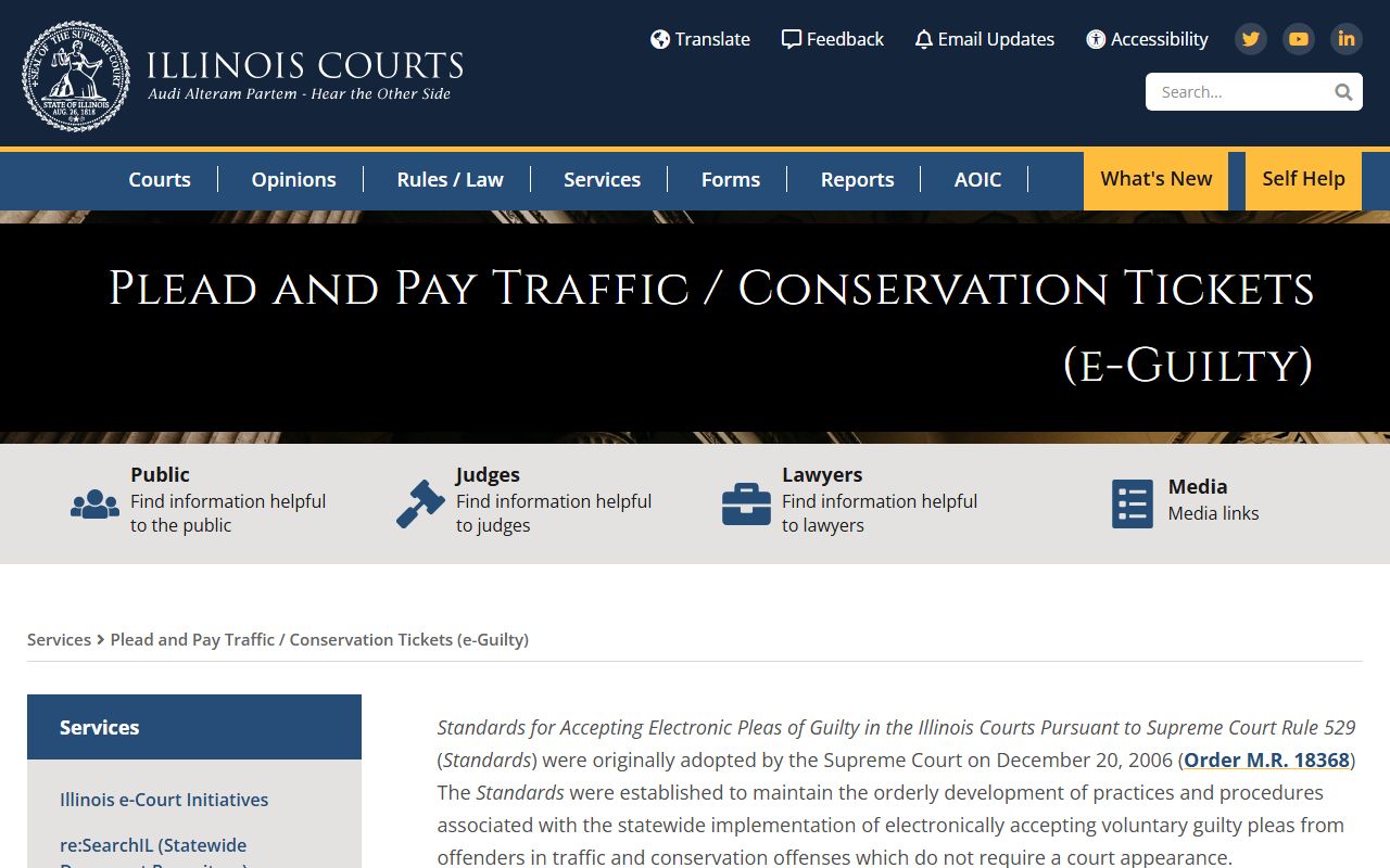 Illinois e-Guilty conservation ticket payment for traffic ticket records