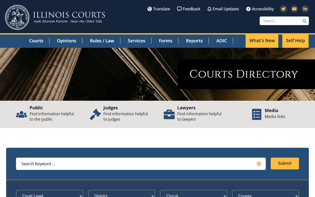 Illinois Circuit Court directory for traffic ticket records lookup