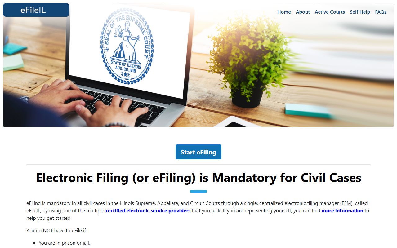 Illinois Courts eFileIL portal for traffic ticket records filing